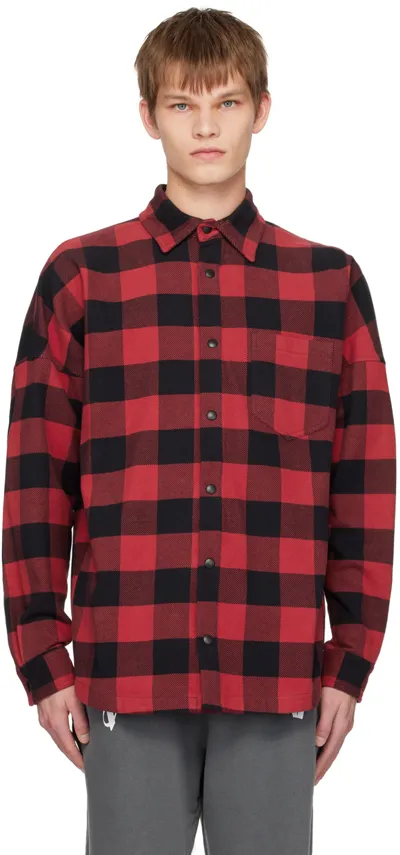 Palm Angels Logo-print Plaid-check Shirt In Red