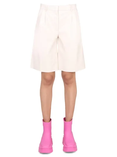 Msgm Faux Leather Bermuda Shorts In White