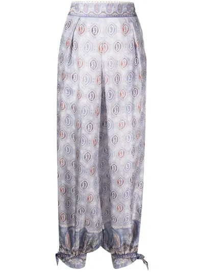 Zimmermann Vitali Paisley-print Silk Trousers In Blue,multi