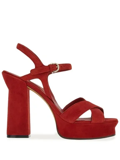 Ferragamo Platform Sandal In Red