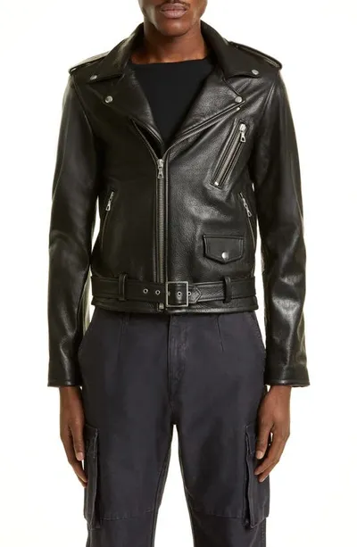 John Elliott Classic Leather Moto Jacket In Black