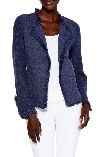 Nic + Zoe Fringe Mix Jacket In Blue