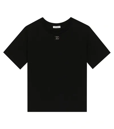 Dolce & Gabbana Girls Black Cotton Dg Logo T-shirt