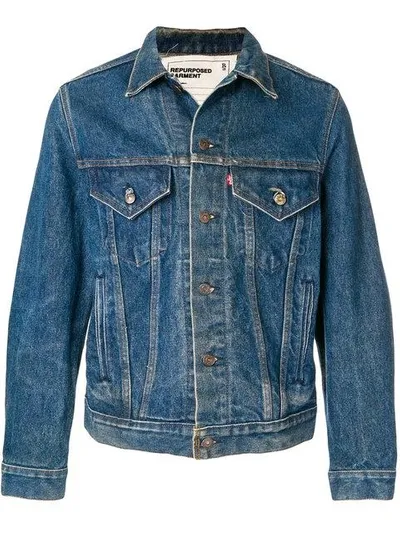 R13 Back Trump Patch Denim Jacket In Blue