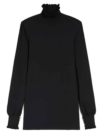 Sportmax High Neck Knitted Mini Dress In Black