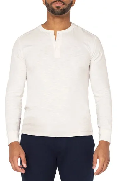 Liverpool Los Angeles Cotton Slub Knit Henley In Egret