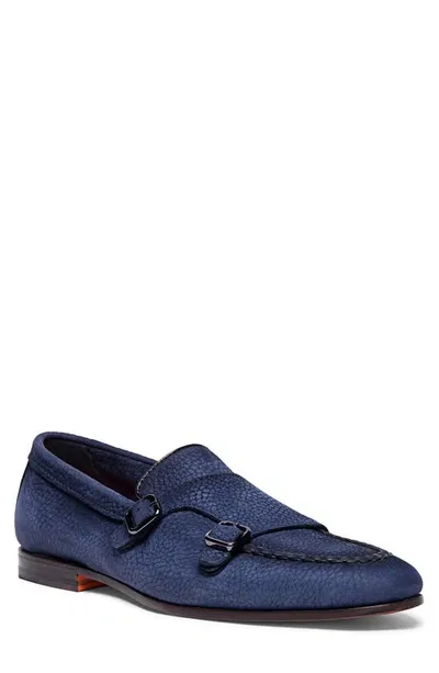 Santoni Men's Carlos Double Buckle Loafers In Blue