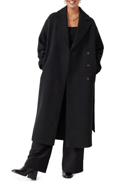 & Other Stories Belted Wool Wrap Coat In Black