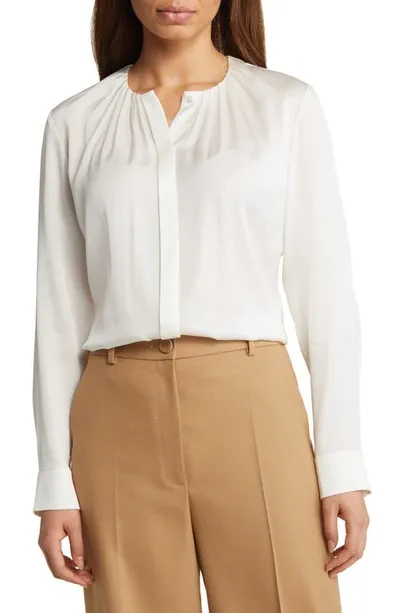 Hugo Boss Banora Stretch Silk Blouse In Natural