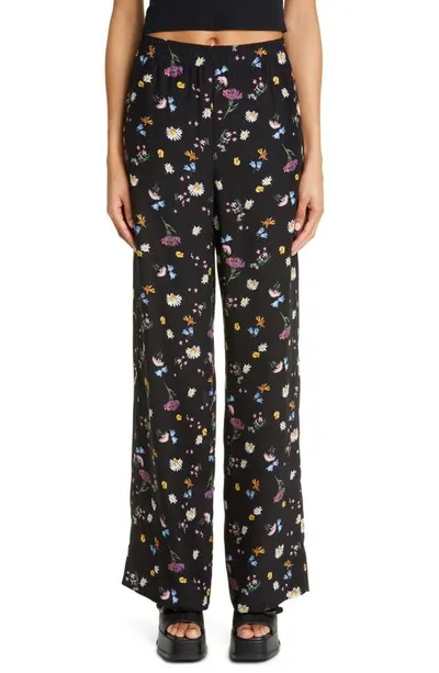 Stella Mccartney Ditsy Floral Wide Leg Silk Pants In Multi