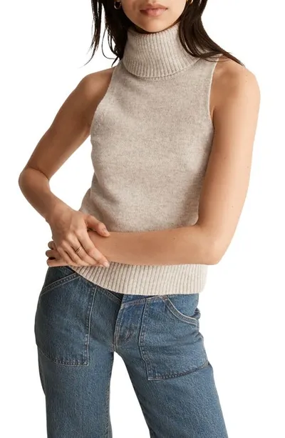 Madewell Hallowell Sleeveless Turtleneck Sweater In Hthr Cloud