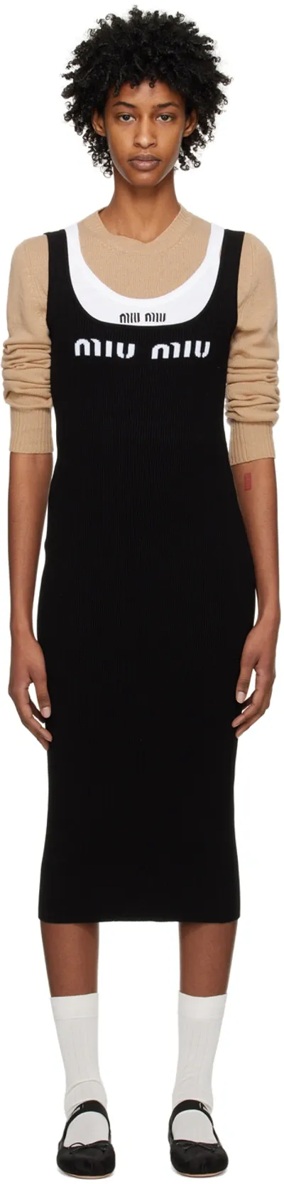 Miu Miu Viscose Dress In Nero