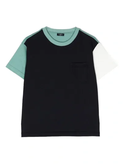 Il Gufo Kids' Boys Blue Cotton Colourblock T-shirt