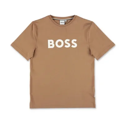 Hugo Boss Teen Boys Beige Cotton Logo T-shirt