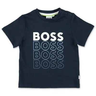 Hugo Boss Babies'  T-shirt Blu Navy In Jersey Di Cotone