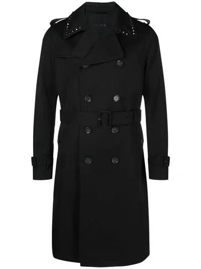 Valentino Rock Stud Double Breasted Trench Coat In Black