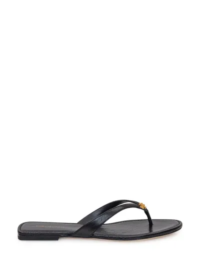 Tory Burch Capri Medallion Flip Flop Sandals In Black