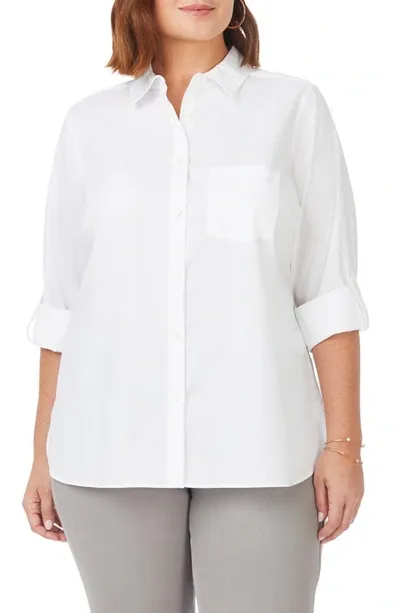 Foxcroft Cole Roll Sleeve Button-up Shirt In White