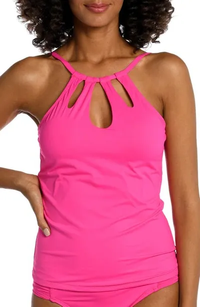 La Blanca High Neck Tankini Top In Pink