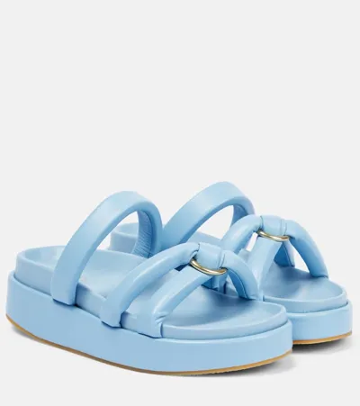 Dries Van Noten Padded Leather Platform Sandals In 514 L.blue