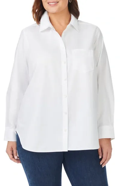 Foxcroft Boyfriend Cotton Blouse In White