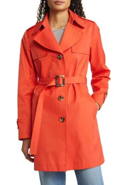 Sam Edelman Water Repellent Cotton Blend Trench Coat In Orange