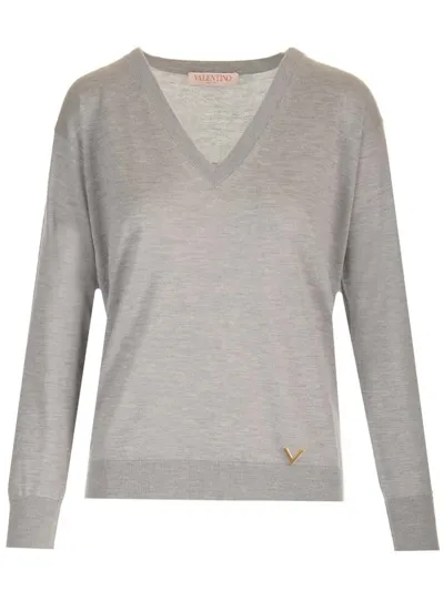 Valentino Silk-cashmere Sweater In Grey