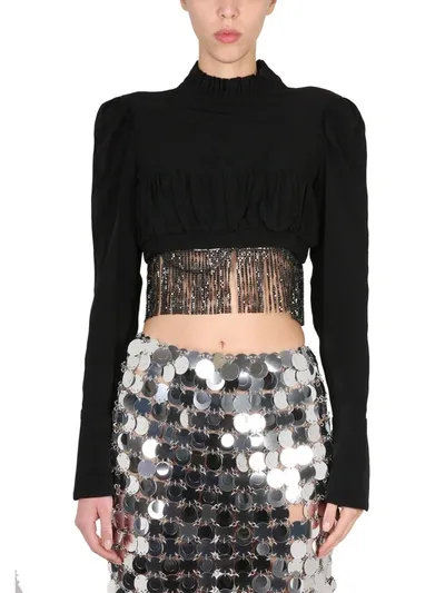 Rabanne Crop Top With Bangs In Black