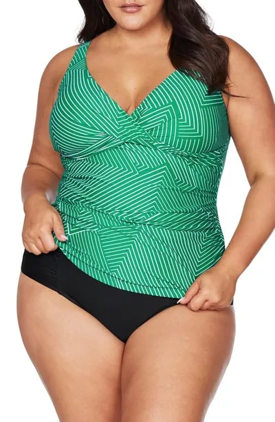 Artesands Linear Perspective Delacroix Tankini Top In Green