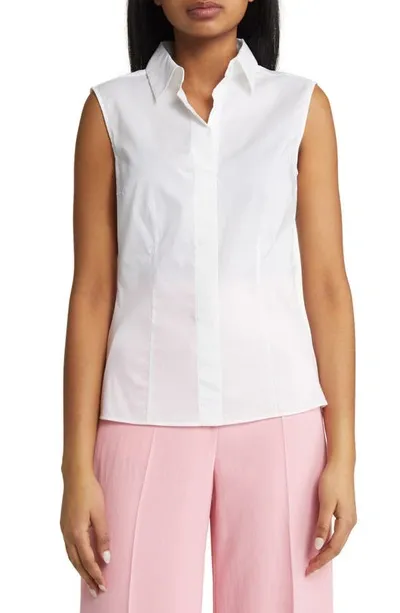 Hugo Boss Bashivah Sleeveless Shirt In White