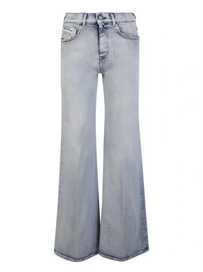 Diesel 1978 Flared Mid Rise Cotton Denim Jeans In Neutrals