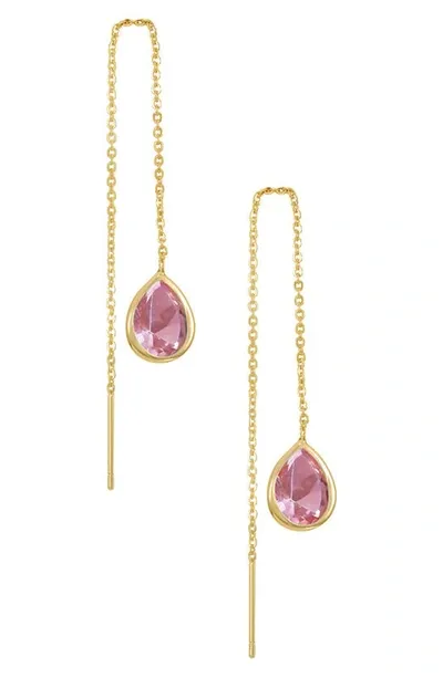 Ettika Cubic Zirconia Threader Earrings In Pink