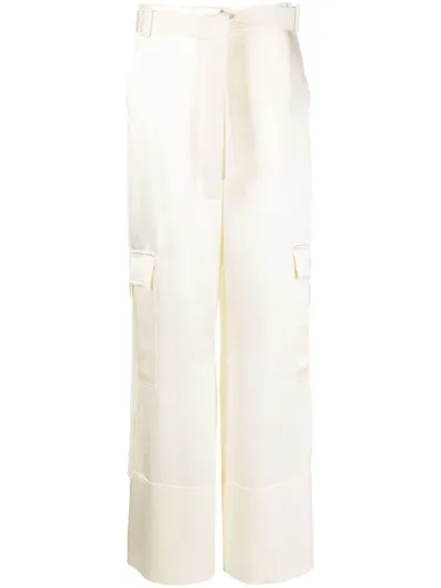 Calvin Klein Cargo High-waisted Trousers In White