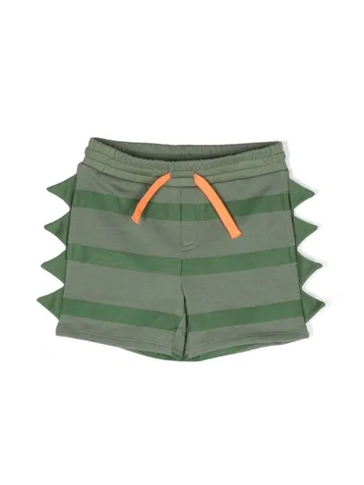 Stella Mccartney Kids' Organic Cotton Sweat Shorts W/ Appliqués In Green