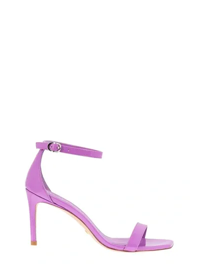 Stuart Weitzman Nunakedcurve Sandals In Viola Patent Leather In Burgundy