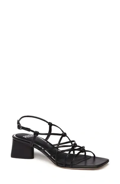 Paige Gianna Knotted Leather Slingback Sandals In Black