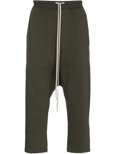 Rick Owens Drkshdw Cropped Track Pants With Drop Crotch In Black