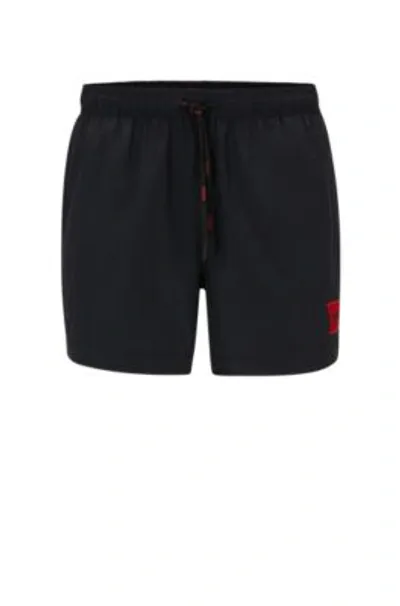 Hugo Quick-drying Swim Shorts In Recycled Material With Logo In Black