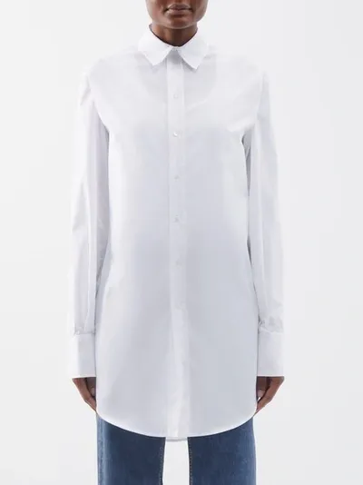 Sa Su Phi Marcella Longline Cotton-poplin Shirt In White