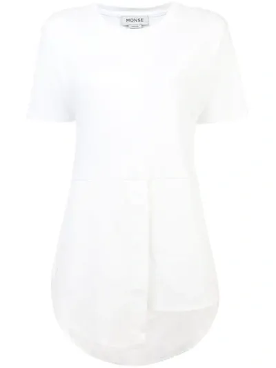 Monse Crewneck Short-sleeve Cotton Shirttail Tee In White