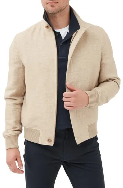 Rodd & Gunn Mcleod Bay Linen Blend Bomber Jacket In Caramel