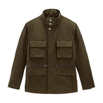 Woolrich Cruiser Field Jacket With Foldable Hood In Green