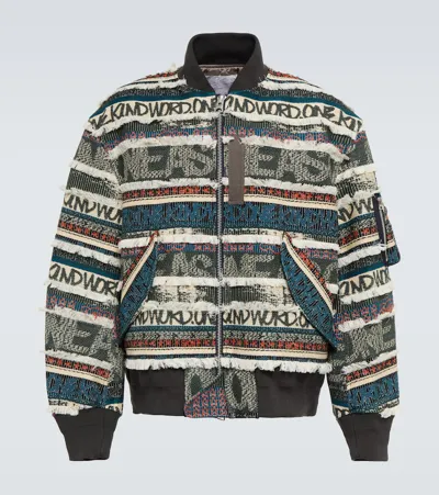 Sacai Multicolor Eric Haze Edition Jacquard Bomber Jacket In 551 Green