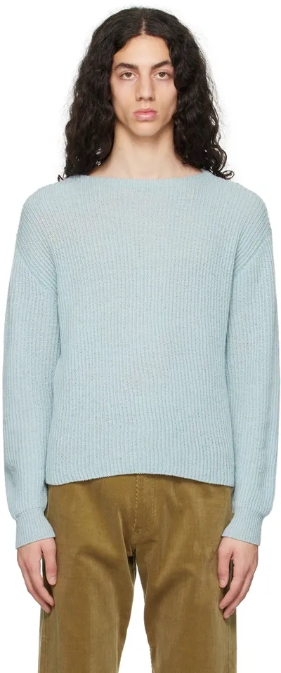 Auralee Ribbed-knit Wool Sweater In Blue