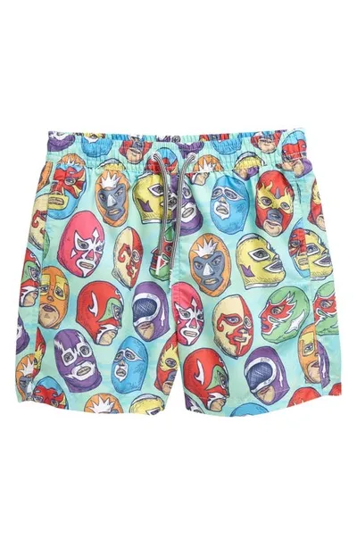 Boardies Kids' Mexican Masks Shortie Swim Trunks In Green