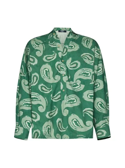 Jacquemus Le Haut Pingo Paisley-print Shirt In Print Pop Green Paisley