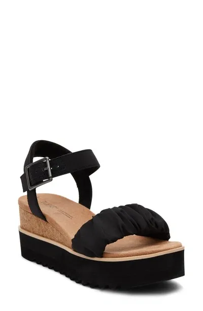 Toms Women's Diana Stretch Platform Wedge Sandals In Black