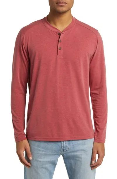 Fair Harbor The Seabreeze Performance Long Sleeve Henley In Red