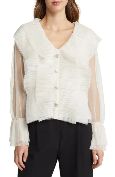 Nikki Lund Gloria Ruffle Cardigan In Ivory