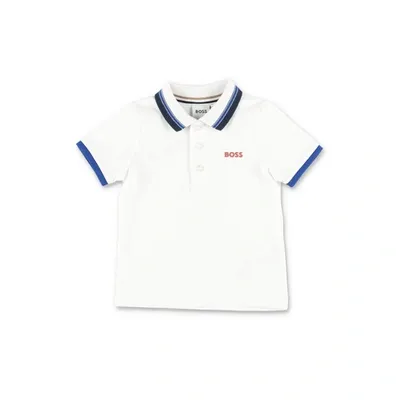 Hugo Boss Polo Bianca In Piquet Di Cotone Baby Boy In Bianco